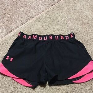 Under Armour Women's Black and Pink Shorts